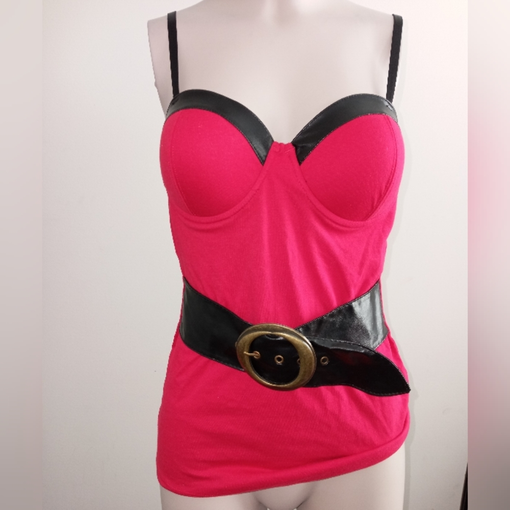 Glo red corset top with belt size medium